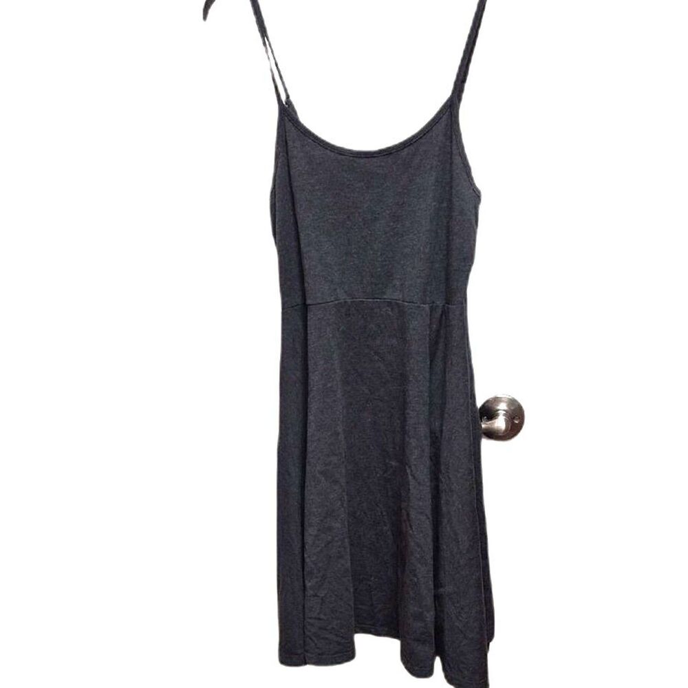 Zenana Charcoal Gray Spaghetti Strap Mini Dress Knit Casual Size M